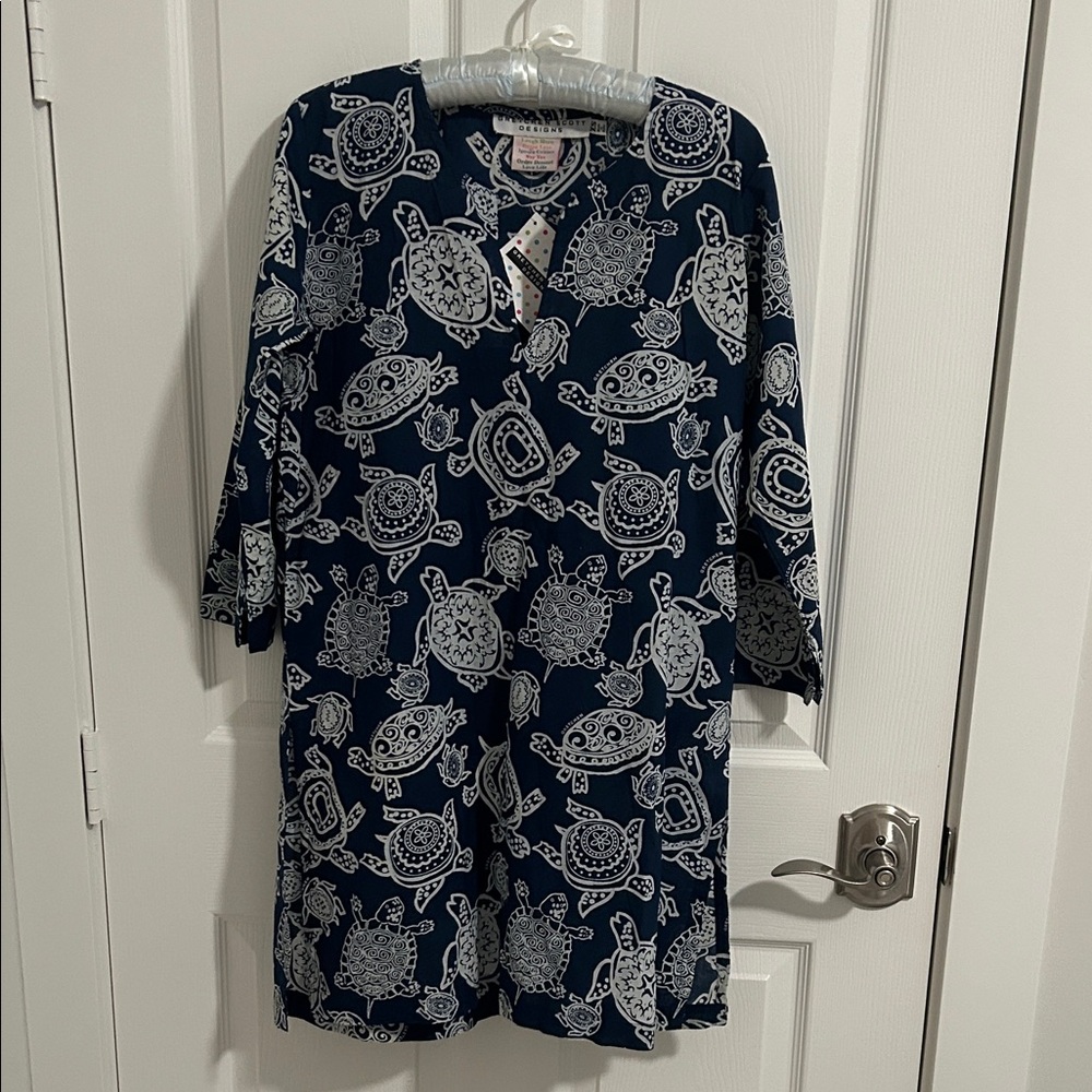 Gretchen Scott Designs Blue and White Patterned Dress